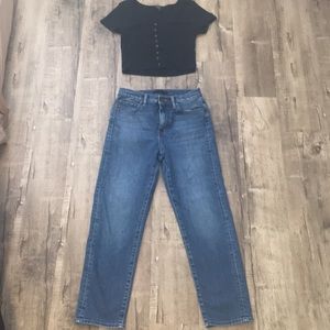 Uniqlo high waisted boyfriend jeans